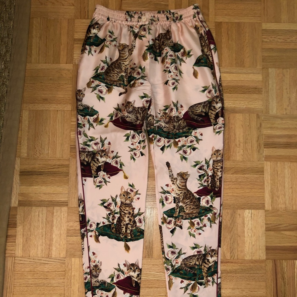 Dolce & Gabbana Cat Print Silk Pant